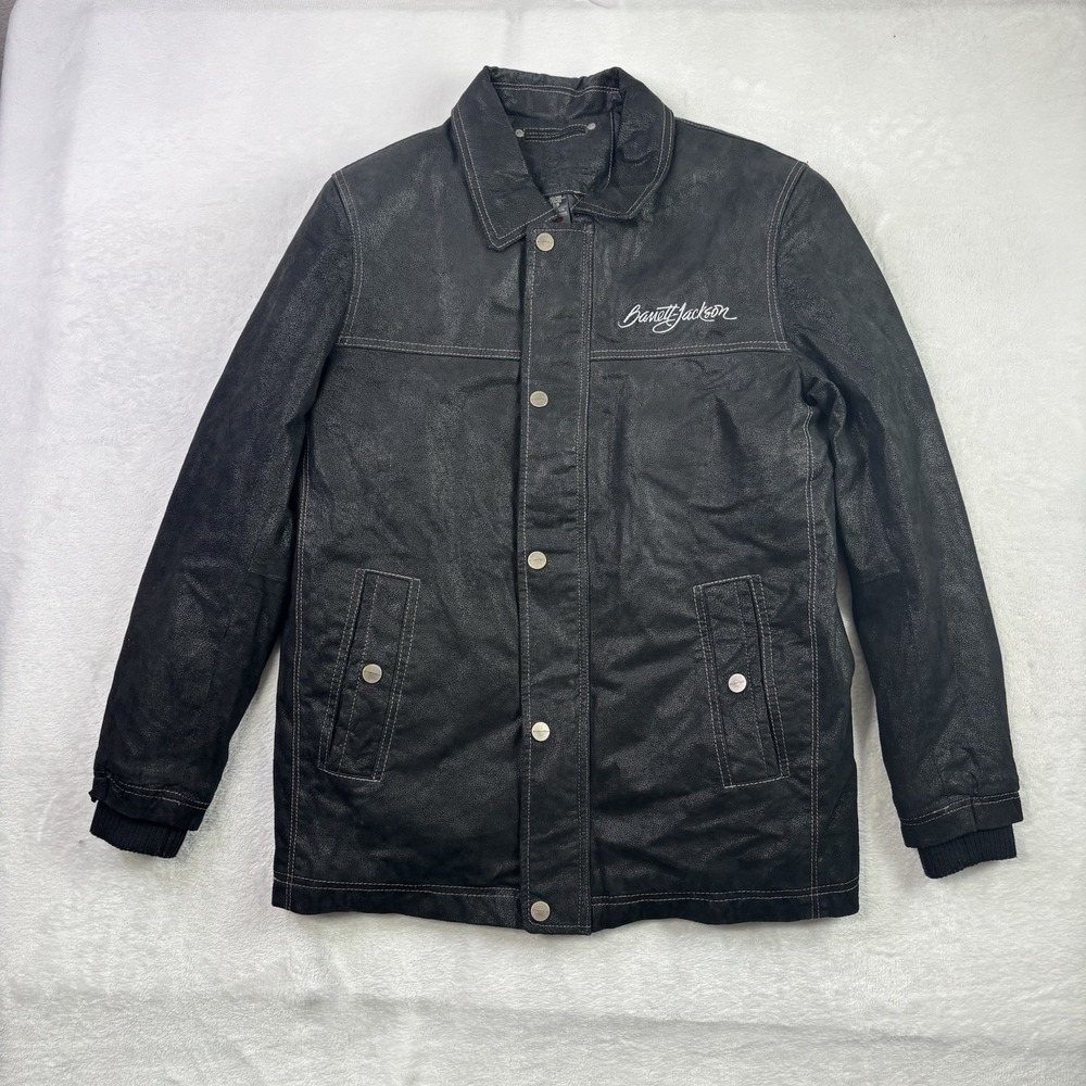 Stormtech Barrett Jackson Black Full Zip Long Sleeve Leather Jacket Men's Small